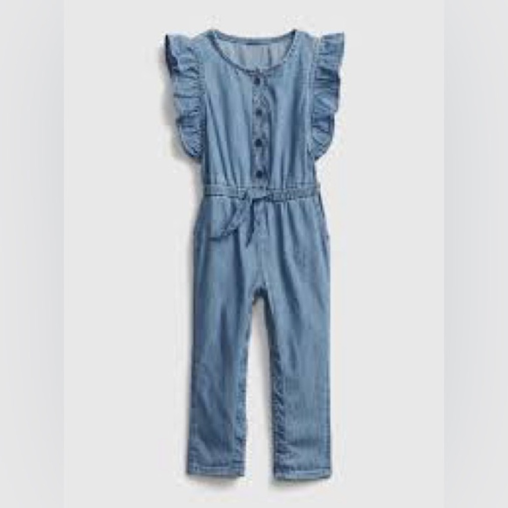 New Baby Gap Toddler Denim Ruffle Jumpsuit 2 Years